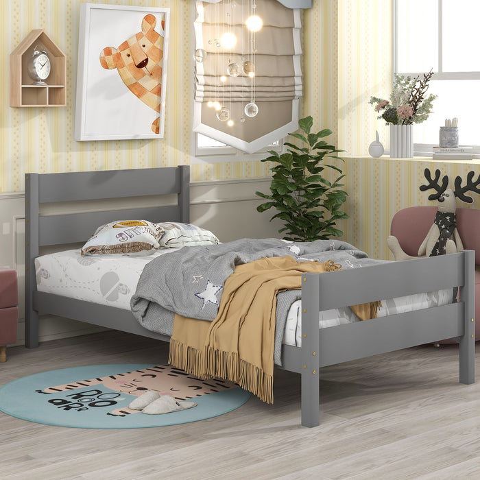 Twin Bed With Headboard And Footboard - Grey