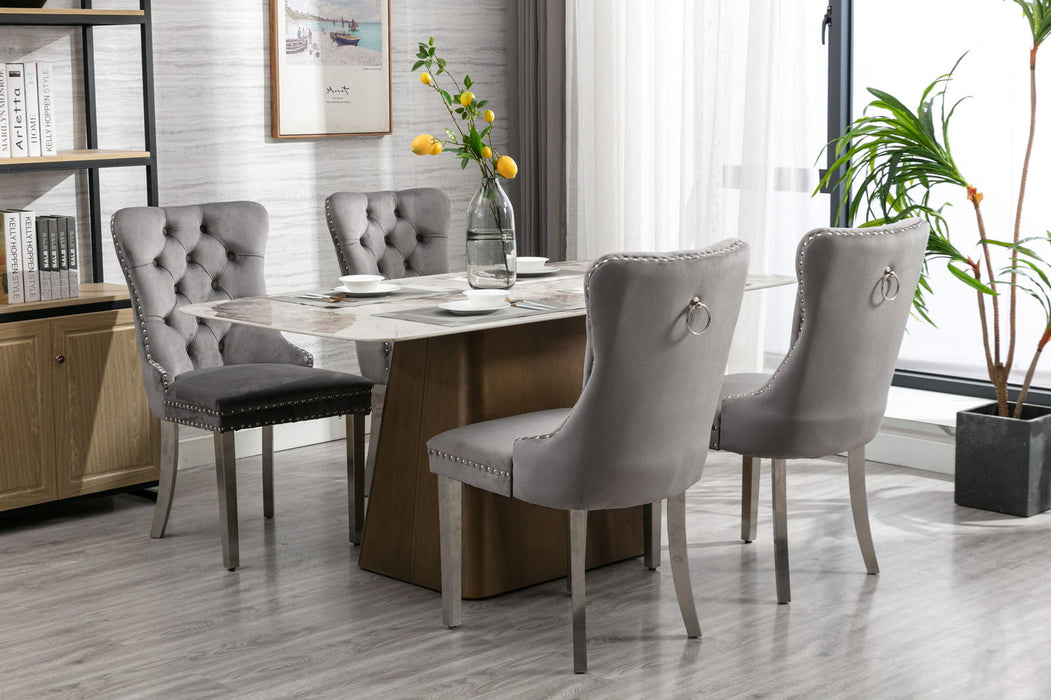 A&A Furniture Nikki Collection Modern - High-End Tufted Upholstered Dining Chair (Set of 2) - Gray