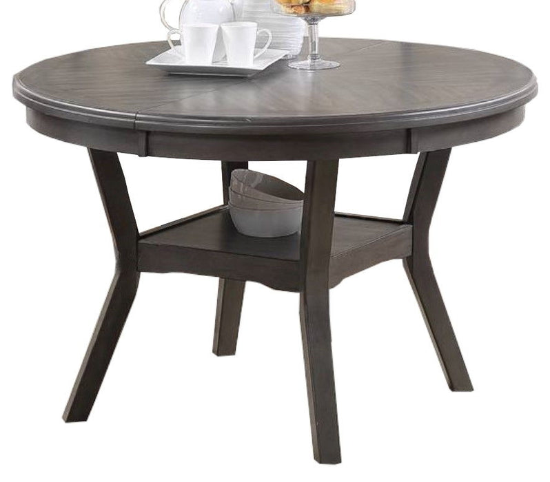 Dining Room Furniture Gray Rubber Wood MDF Round Table 1 Piece Table Shelve