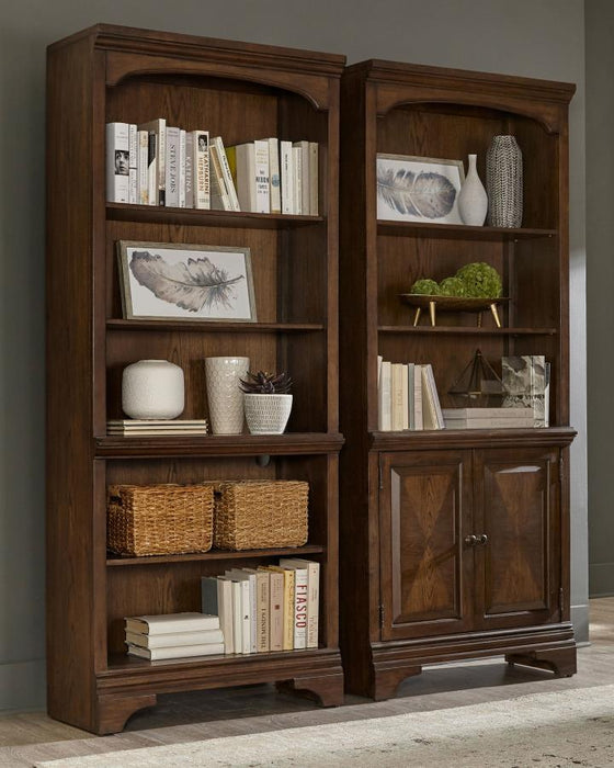 Hartshill - Bookcase With Cabinet - Burnished Oak Unique Piece Furniture
