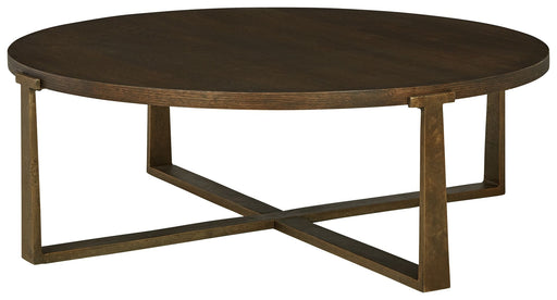 Balintmore - Brown / Gold Finish - Round Cocktail Table Unique Piece Furniture