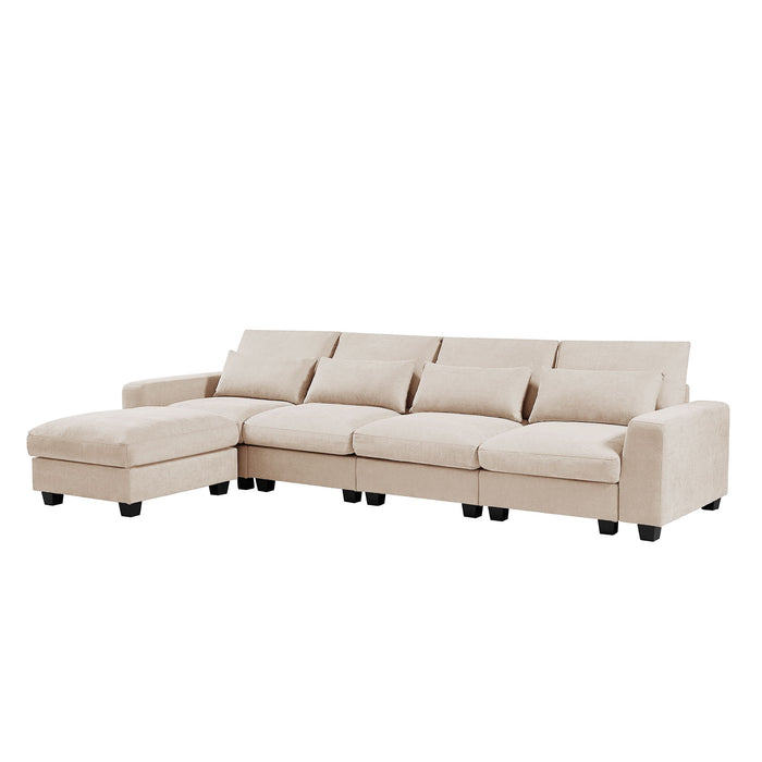 U_Style Modern Large L-Shape Feather Filled Sectional Sofa, Convertible Sofa Couch, Reversible Chaise