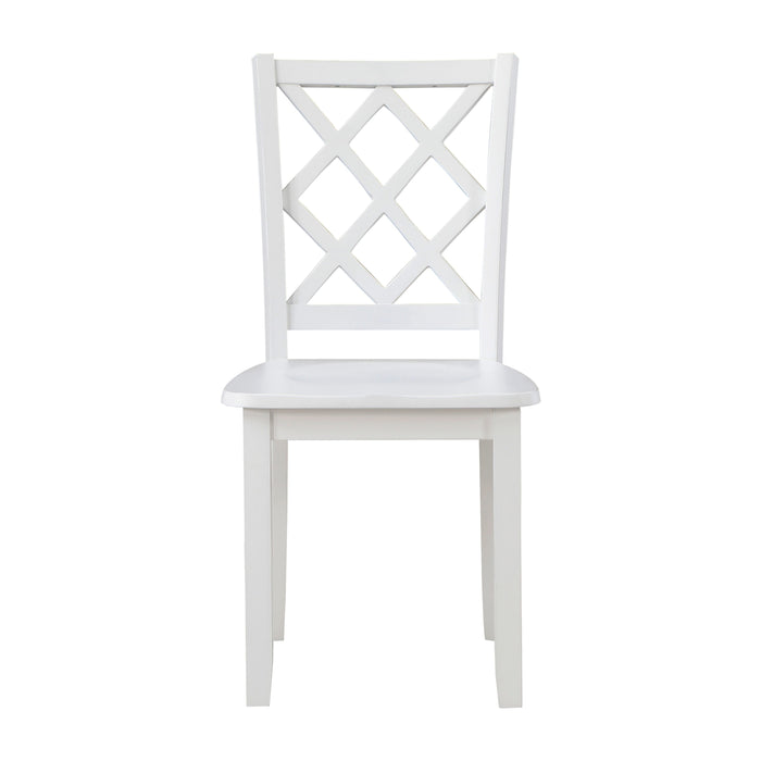 Classic Transitional 5 Piece Dining Set White Finish Dining Table And Four Side Chairs Set Lattice-Back Wooden Dining Furniture Set