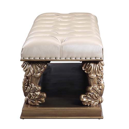 Constantine - Bench - PU Leather, Light Gold, Brown & Gold Finish Unique Piece Furniture