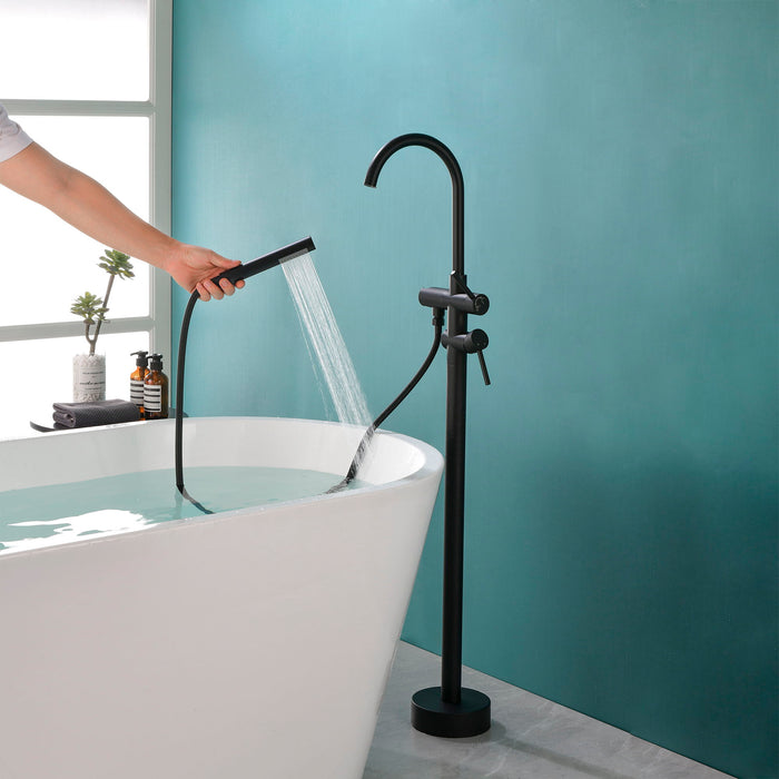 Double Handle Floor Mounted Clawfoot Tub Faucet - Matte Black