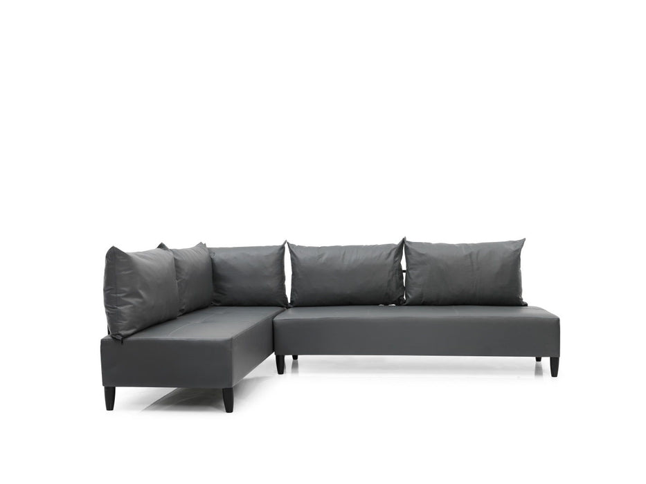 Inferno Metal Frame Vynil Upholstered Sectional For Living Room - Gray