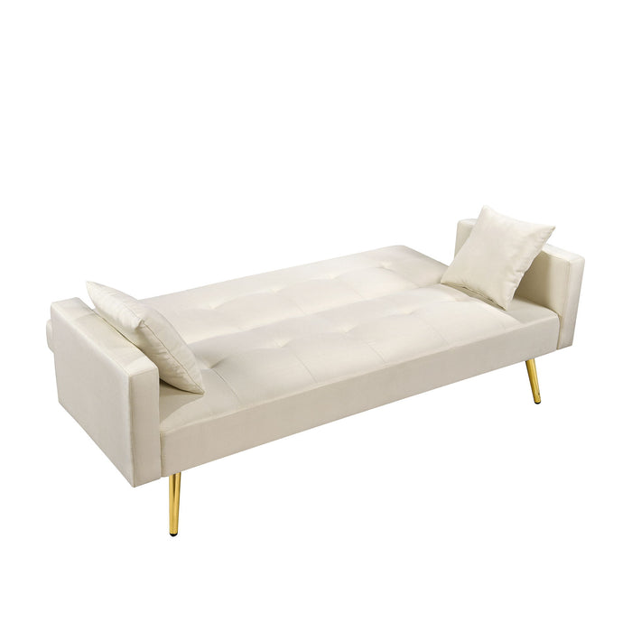 Off White Convertible Fabric Folding Futon Sofa Bed, Sleeper Sofa Couch For Compact Living Space