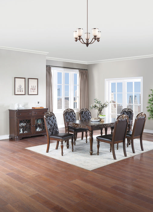 Formal 1 Piece Dining Table Only Brown Finish Antique Design Rubberwood Dining Room Furniture