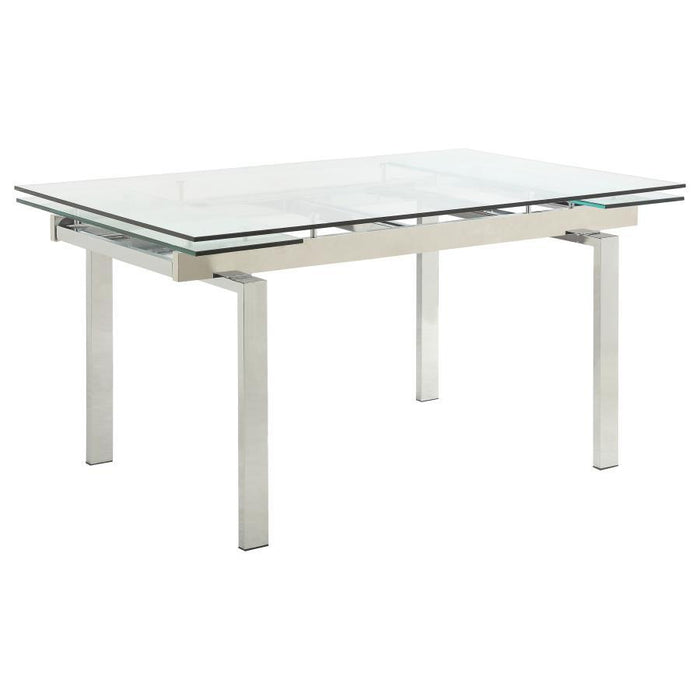 Wexford - Glass Top Dining Table With Extension Leaves - Chrome Unique Piece Furniture