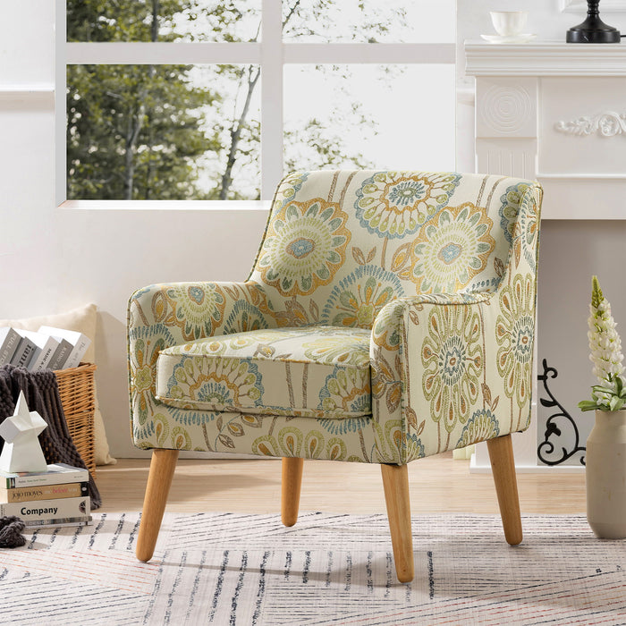 Accent Chair For Living Room - Beige+Yellow