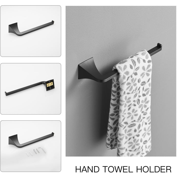 4 Piece Bath Hardware Set With Towel Ring Toilet Paper Holder Towel Hook And 24 In. Towel Bar In Matte Black