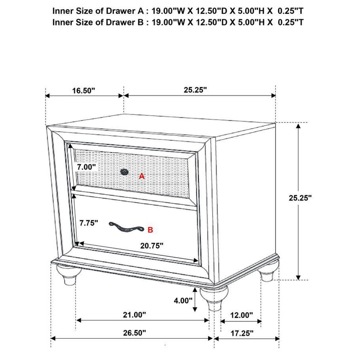 Barzini - 2-drawer Nightstand Unique Piece Furniture