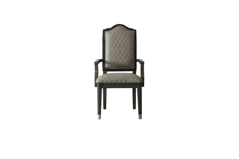 House Beatrice - Arm Chair Set of 2) - Two Tone Gray Fabric & Charcoal