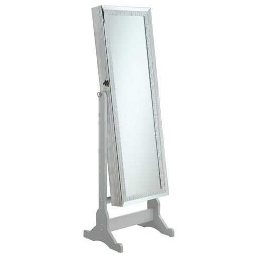 Elle - Jewelry Cheval Mirror With Crytal Trim - Silver Unique Piece Furniture