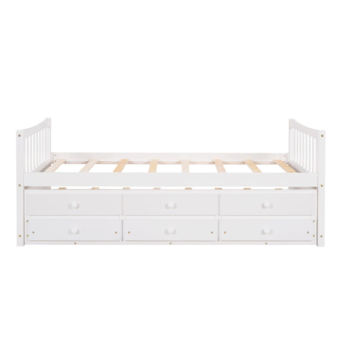 Daybed With Trundle And Drawers, Twin Size, White