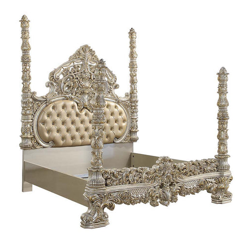 Danae - Eastern King Bed - PU, Champagne & Gold Finish Unique Piece Furniture
