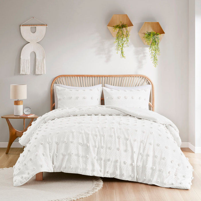 Clip Jacquard Comforter Set, Ivory