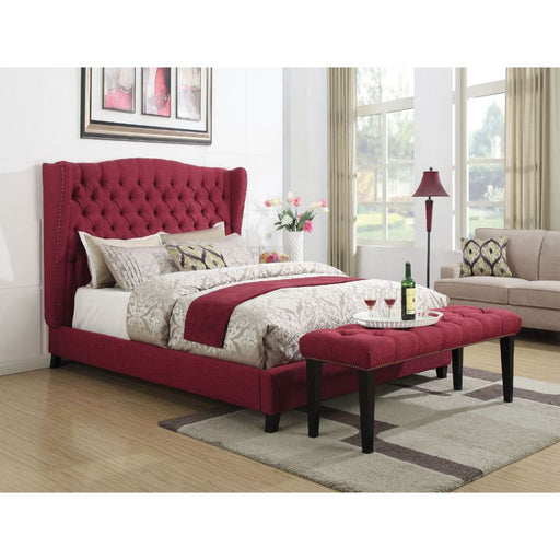 Faye - Eastern King Bed - Red Linen Unique Piece Furniture
