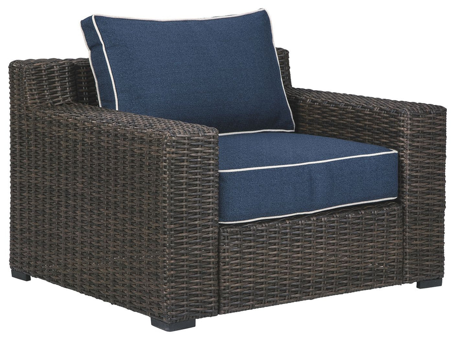 Grasson - Brown / Blue - Lounge Chair W/Cushion Unique Piece Furniture