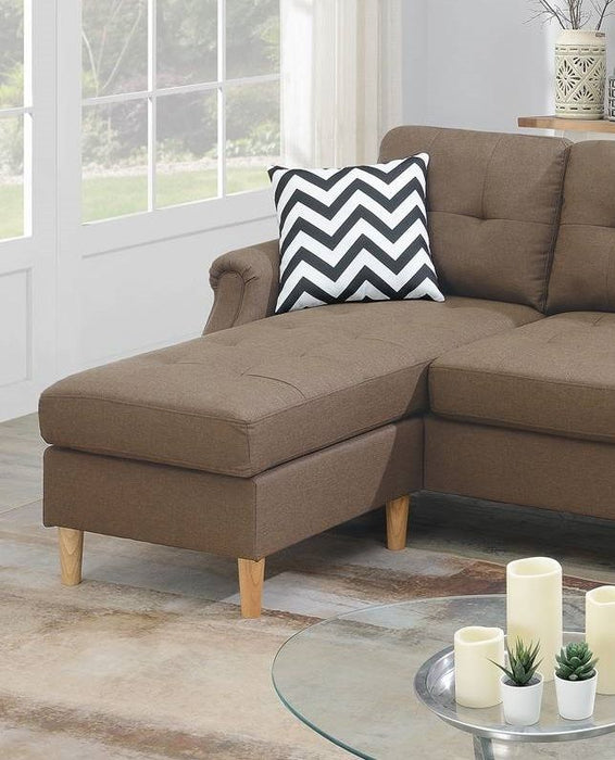 Living Room Corner Sectional Light Coffee Polyfiber Chaise Sofa Reversible Sectional