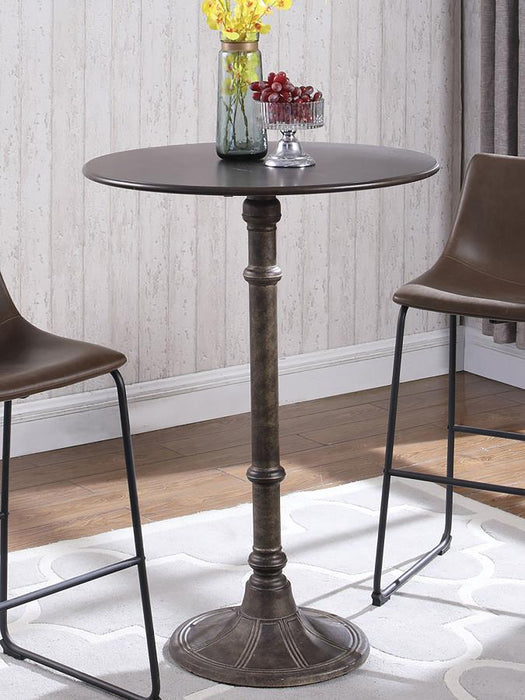 Oswego - Round Bar Table - Dark Russet And Antique Bronze Unique Piece Furniture