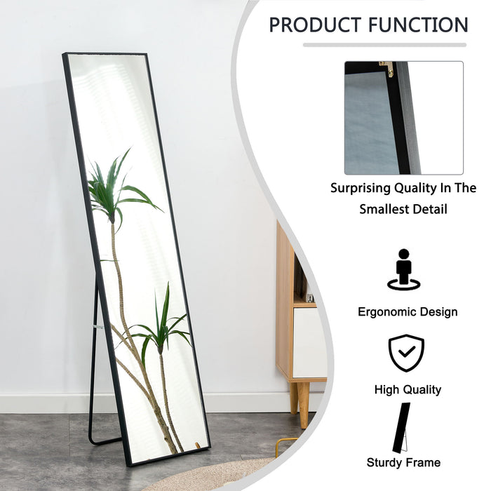 Black Solid Wood Frame Full Length Mirror, Dressing Mirror, Bedroom Porch, Decorative Mirror, Clothing Store, Floor Mounted Large Mirror, Wall Mounted