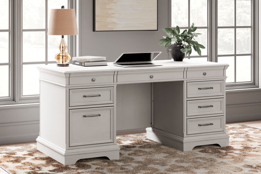 Kanwyn - Whitewash - Home Office Desk With Eight Drawers Unique Piece Furniture
