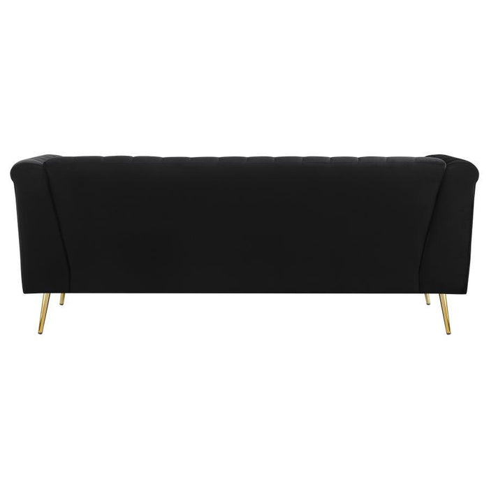 Holly - Tuxedo Arm Tufted Back Sofa - Black Unique Piece Furniture