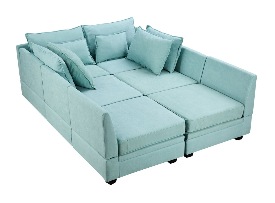 U_Style Modern Large U-Shape Modular Sectional Sofa, Convertible Sofa Bed With Reversible Chaise, Storage Seat - Light Green