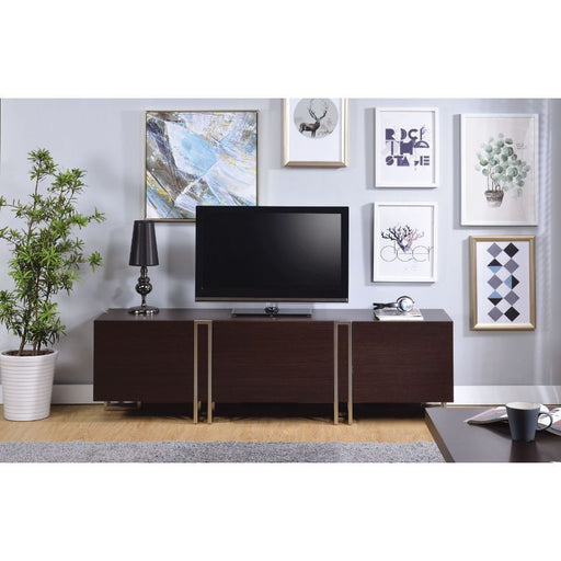 Cattoes - TV Stand - Dark Walnut & Nickel Unique Piece Furniture