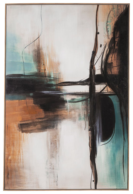 Brunonia - Teal / Orange / Black - Wall Art Unique Piece Furniture