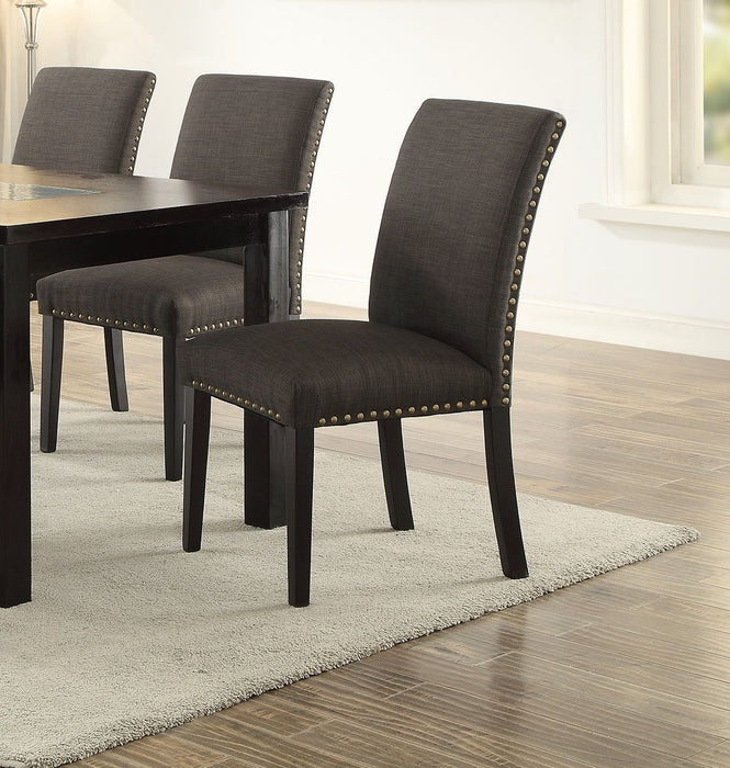 Contemporary Dining Table Ash Black Polyfiber Upholstery 6X Side Chairs Cushion Seats 7 Piece Dining Set Dining Room Furniture