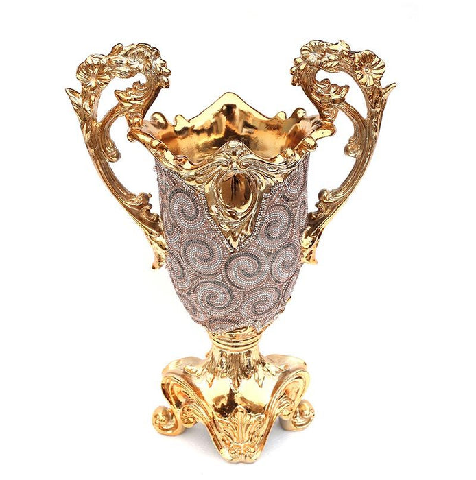 Ambrose Chrome Plated Crystal Embellished Ceramic Vase, Gold