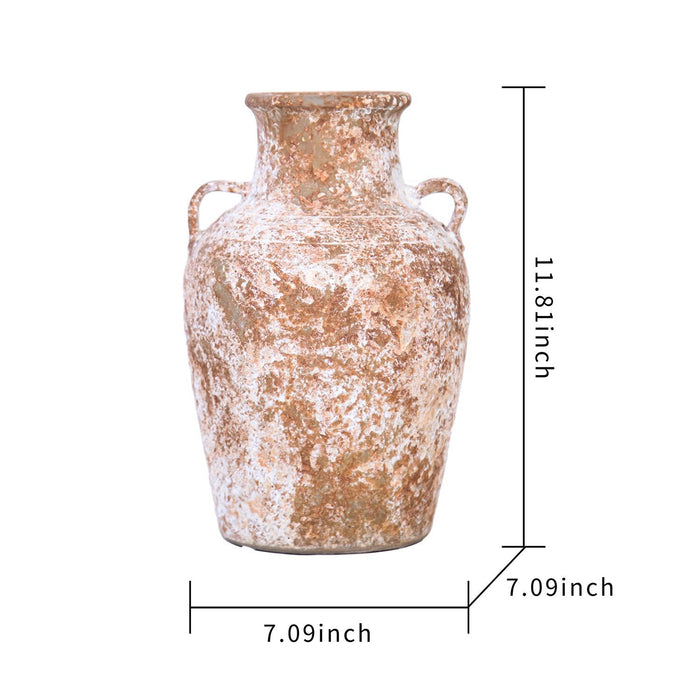 Artisan Ceramic Aged Terracotta Vase - Country Charm For Your Home
