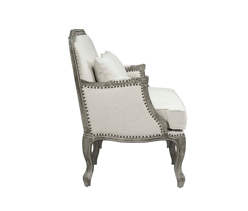 Tania - Sofa - Cream Linen & Brown Finish Unique Piece Furniture