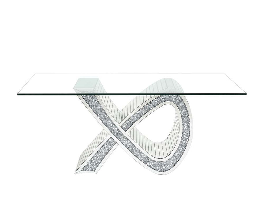 Noralie - Dining Table - Mirrored & Faux Diamonds - Glass Unique Piece Furniture
