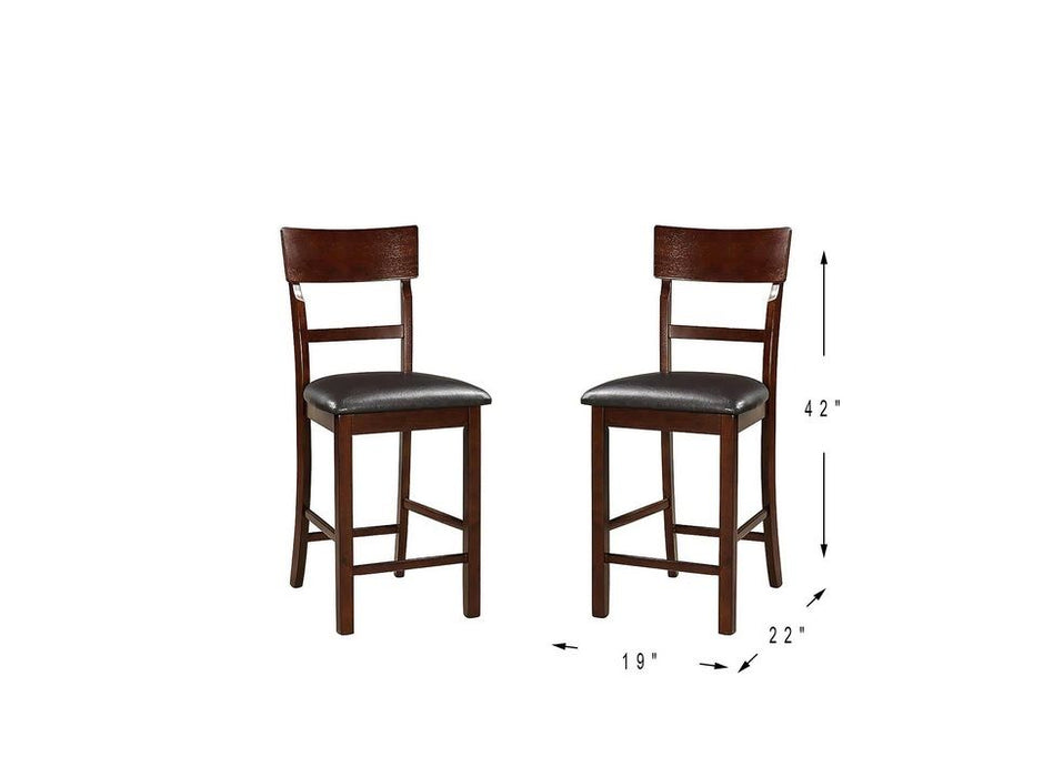 (Set of 2) Chairs Dining Room Furniture Dark Brown Cushioned Solid Wood Counter Height Chairs