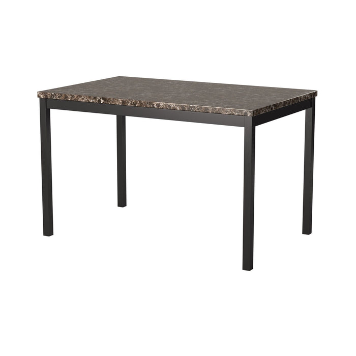 Simple Style Dining Table 1 Piece Brown Faux Marble Table Top Black Metal Finish Frame Transitional Dining Furniture