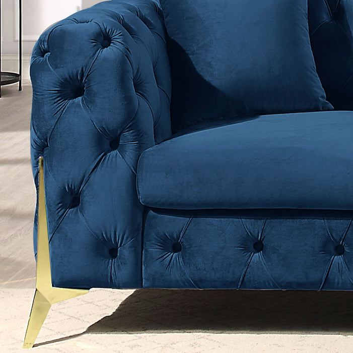 Blue Elegant Velvet Living Room Loveseat, Upholstered Loveseat