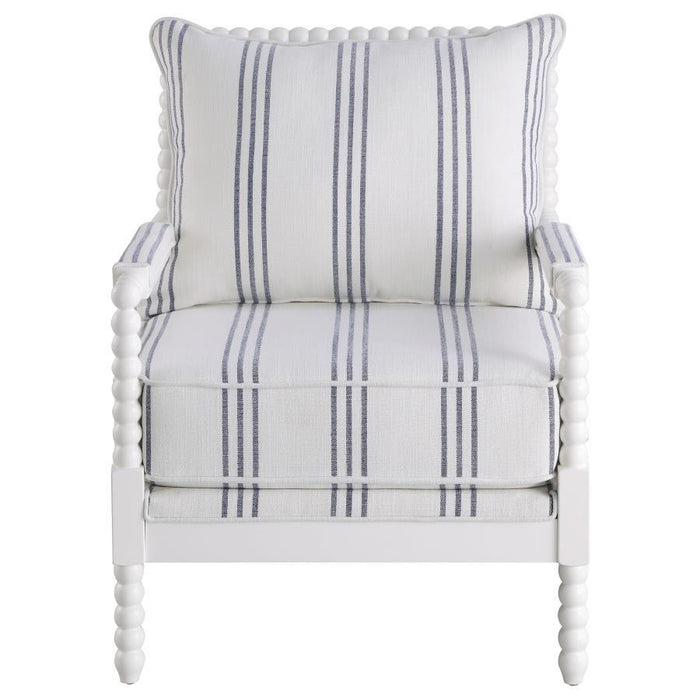 Blanchett - Upholstered Accent Chair With Spindle Accent - White And Navy Unique Piece Furniture