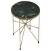 Eliska - Round Accent Table With Marble Top Green And Antique Gold Unique Piece Furniture