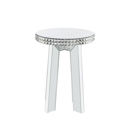 Lotus - End Table - Mirrored & Faux Crystals Unique Piece Furniture