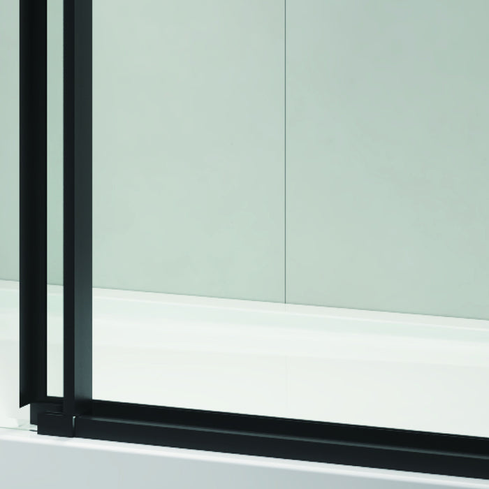 60" W X 76" Hsliding Frameless Shower Door In Matte Black With Clear Glass