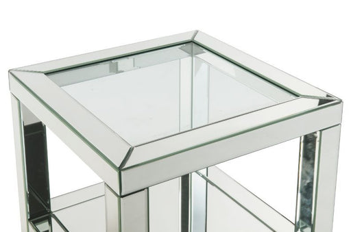 Noralie - End Table With Glass Top - Mirrored & Faux Diamonds - 24" Unique Piece Furniture