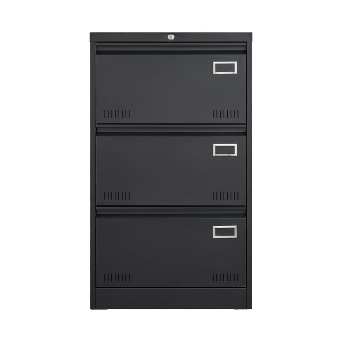 Filing Cabinet Lateral File Cabinet 3 Drawer, Blcak Locking Metal File Cabinets Three Drawer, Office Filing Cabinet With Lock Drawers For Home Office/Legal/Letter/A4/F4