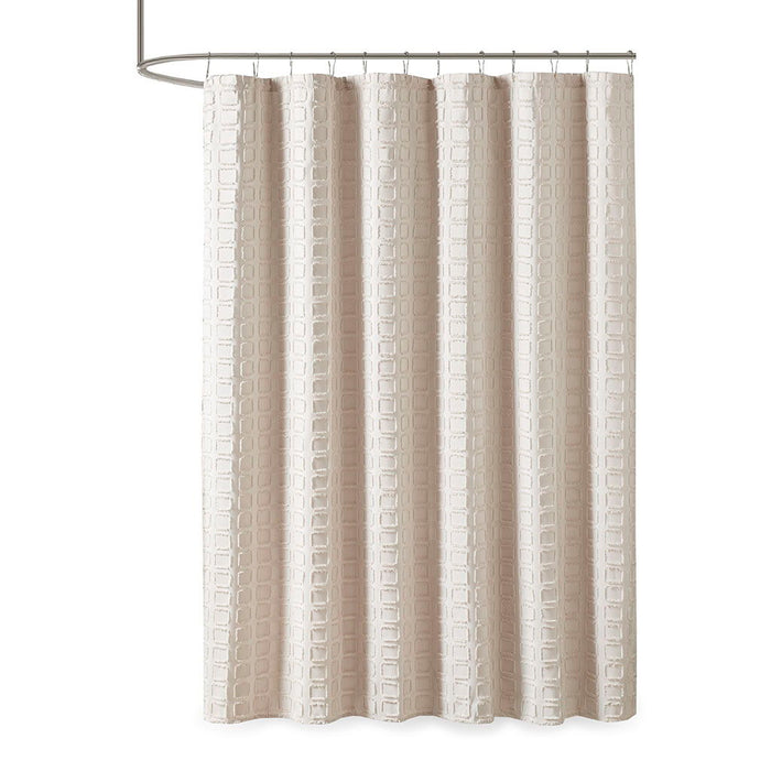 Woven Clipped Solid Shower Curtain - Sand