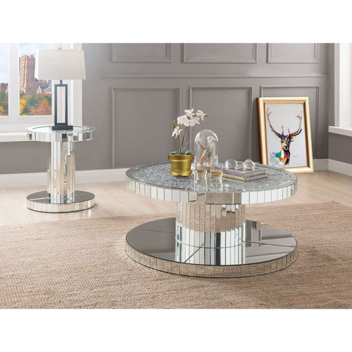 Ornat - Coffee Table - Mirrored & Faux Stones Unique Piece Furniture