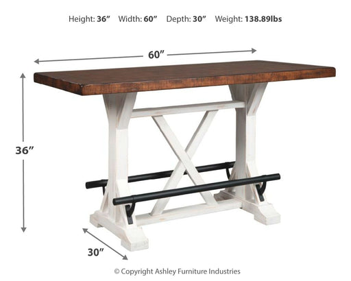 Valebeck - White / Brown - Rectangular Dining Room Counter Table Unique Piece Furniture