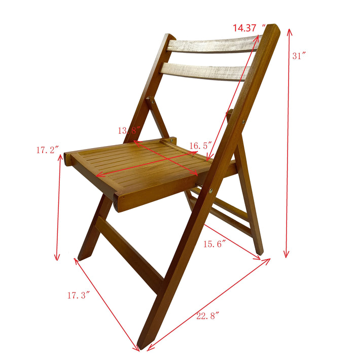 Furniture Slatted Wood Folding Special Event Chair - Honey Color, (Set of 4), Folding Chair, Foldable Style