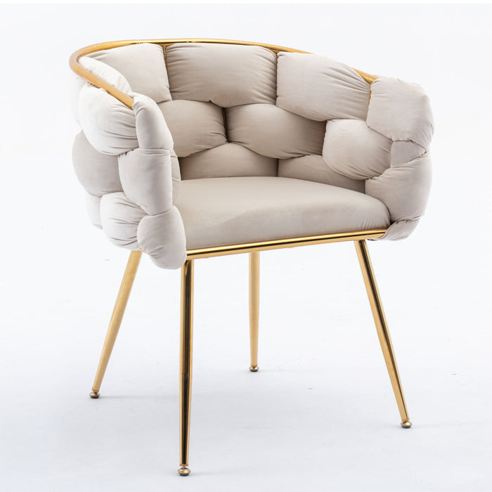 Luxury Modern Simple Leisure Velvet Single Sofa Chair Bedroom Lazy Person Household Dresser Stool Manicure Table Back Chair Beige